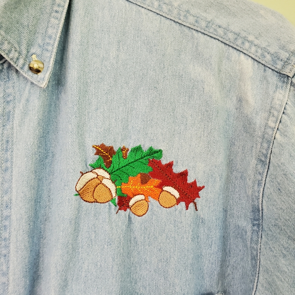 Vtg Custom Button Autumn Fall Themed Button Down - image 5